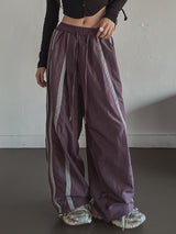 triple track line nylon pants