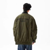 FMACM 24AW Leather Collar Work Jacket Russian Heavy Chain Embroidery Loose Jacket