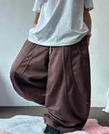 KOREAN/HIGH QUALITY 🤍🩶 AURA RIVET SEMI BALLOON WIDE LONG PANTS 🩶🤎🖤🤍 - 4 COLORS