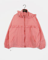 Matheng Frill Checkered Hooded Zip-Up Jumper