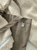 Corduroy simple line bag - khaki gray