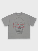 LINE SKULL TEE - GREY