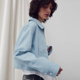 ステッチディテールドボンバージャケット SKY BLUE