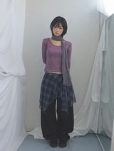 U-Neck Three-Quarter Slim Line Cotton Top