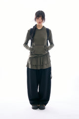 Oberon pintuck balloon denim pants