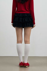 MINI HEART CANCAN SKIRT PANTS / BLACK