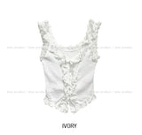 Rieti lace 斜めボタンクロップノースリーブ
