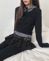 Jian High-Neck Color-Block Fleece Hooded Sweatshirt