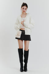 EVA FUR CARDIGAN white