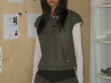 TULIP COLLAR PUFF BLOUSE (DOT KHAKI)