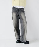 KIRSH PLAIN SAND WASHING WIDE FIT DENIM PANTS [GRAY]