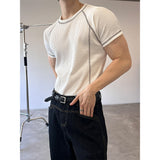 [MUSCLE FIT] ステッチワッフルハーフTシャツ(3color)