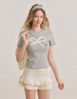ダーリンレースリボンサマーTシャツ Grey