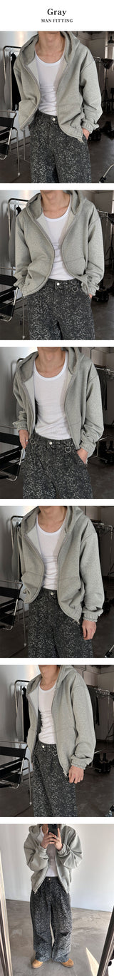 [Unisex] Crop 2way hood zip up(3color)