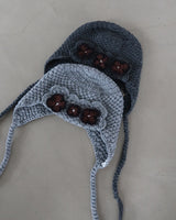 Flower patch earring beanie hat