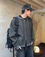 マロンフードニットジップアップ(Dark Gray)