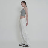 DRAPE DENIM BUSTIER TOP-GRAY