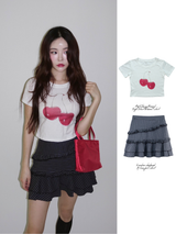Red Cherry Round Soft Short Sleeve T-shirt