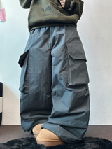 HOT HEAT 🔥 PADDING CARGO OVER UNISEX LONG PANTS🩶🖤2COLOR