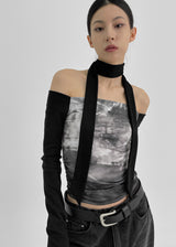 [MADE] Robedin Printing Shirring Off Shoulder