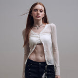 Wave Mesh Cardigan [Ivory]