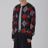 REVIVE ARGYLE CHECK CARDIGAN