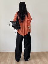 [Unisex/Non-Fade] Stitched Denim Wide Pants