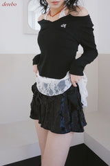 Halterneck Lace Layered Two-Piece Knitwear
