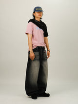 SS Wide Balloon Banding Denim Pants