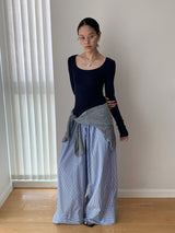 ビッグバッグストラップスリムロングスリーブTシャツ