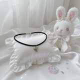 [Aespa Winter Necklace] Vintage Heart Locket Choker Necklace - Silver ver.