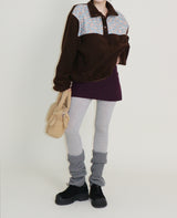 Femme Flower Pattern Quilted Fleece Long Sleeve T-Shirt (Button Detail)