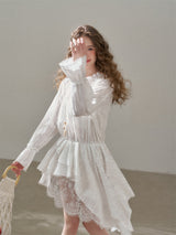 Cotton Embroidered Lace Flower Beads Romantic Dress