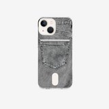 Pocket phone case [Grey denim]
