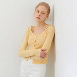 ストラップボートネックカーディガン YELLOW