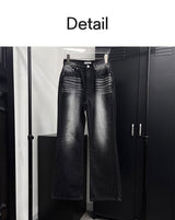 Black cat washing boots cut pants