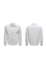 Striped Sequin Embroidered Linen Shirt