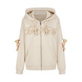 13DE MARZO Doozoo Hollow Heart Zip Hoodie