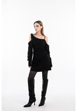 Y2K check pattern see-through black stockings (Black)