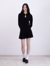 Knit mini flare skirt (BLACK)