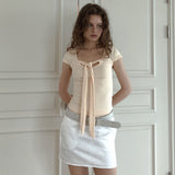 Via latea tie T-shirts (peach)