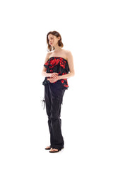 FLUTTER FRILL TOP SKIRT / RED