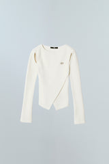 CUT OUT WRAP KNIT TOP - IVORY