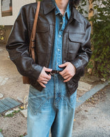 Brick pocket leather jacket
