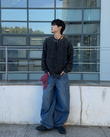 Low curve cargo denim jeans (Black)