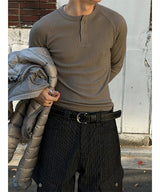 [MUSCLE FIT] Warm golgi henry neck slim t-shirts(4color)