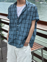 Linen check half shirts