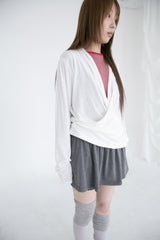 wrap drape neck top(3colors)