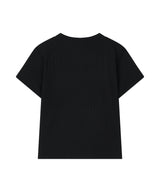 (W) ラッキークローバーセミクロップヘンリーネック半袖Tシャツ_2 Color