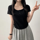 Deemo span button short sleeve tee